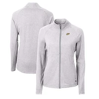 Women's Cutter & Buck  Heather Gray Purdue Boilermakers Adapt Eco Knit Heather Recycled Full-Zip Jacket