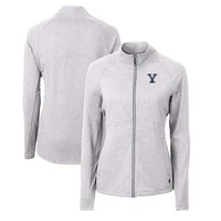 Women's Cutter & Buck  Heather Gray Yale Bulldogs Adapt Eco Knit Recycled Full-Zip Jacket