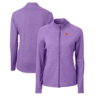 Women's Cutter & Buck  Heather Purple Clemson Tigers Adapt Eco Knit Recycled Full-Zip Jacket