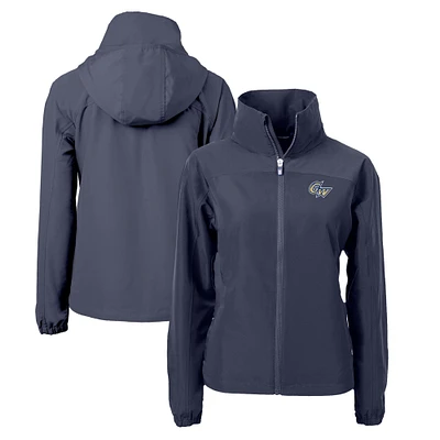 Women's Cutter & Buck Navy George Washington University Charter Eco Recycled Full-Zip Jacket