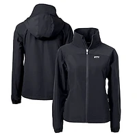 Women's Cutter & Buck  Black NYU Violets Charter Eco Recycled Full-Zip Jacket