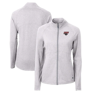 Women's Cutter & Buck  Heather Gray Clark Atlanta University Panthers Adapt Eco Knit Recycled Full-Zip Jacket