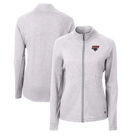 Women's Cutter & Buck  Heather Gray Clark Atlanta University Panthers Adapt Eco Knit Recycled Full-Zip Jacket