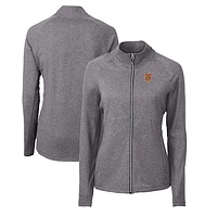 Women's Cutter & Buck  Heather Black Tuskegee Golden Tigers Adapt Eco Knit Recycled Full-Zip Jacket