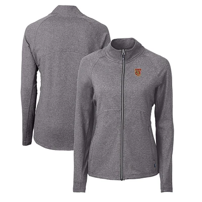 Women's Cutter & Buck  Heather Black Tuskegee Golden Tigers Adapt Eco Knit Recycled Full-Zip Jacket