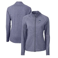 Women's Cutter & Buck  Heather Navy UConn Huskies Adapt Eco Knit Recycled Full-Zip Jacket