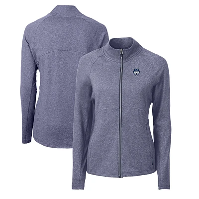 Women's Cutter & Buck  Heather Navy UConn Huskies Adapt Eco Knit Recycled Full-Zip Jacket