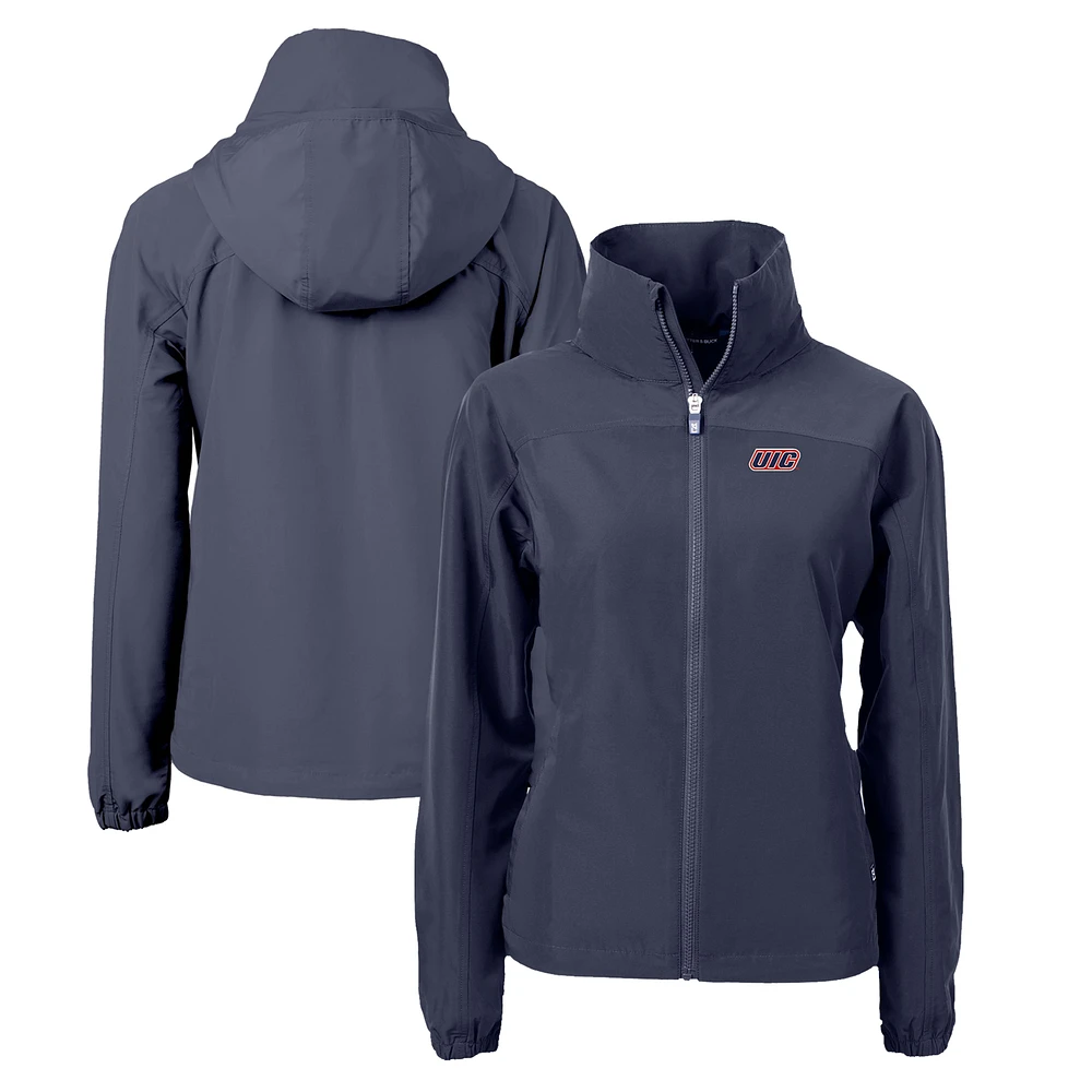 Women's Cutter & Buck Navy UIC Flames Charter Eco Recycled Full-Zip Jacket