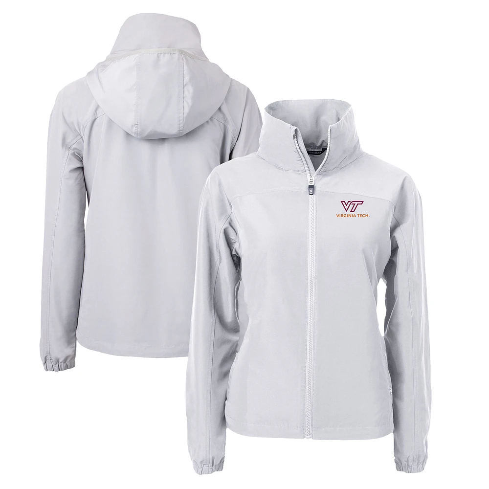 Women's Cutter & Buck Gray Virginia Tech Hokies Charter Eco Recycled Full-Zip Jacket