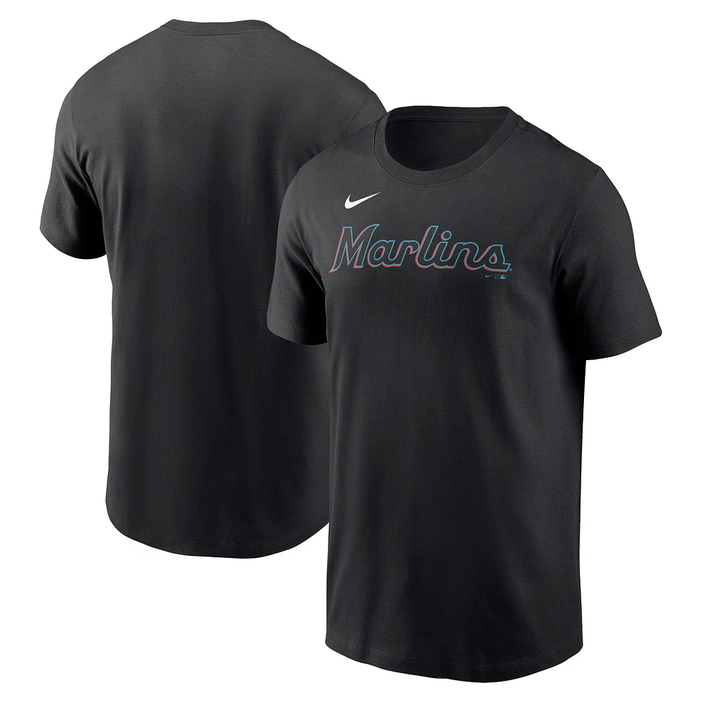 Men's Nike Black Miami Marlins Fuse Wordmark T-Shirt