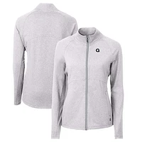 Women's Cutter & Buck  Heather Gray Georgetown Hoyas Adapt Eco Knit Recycled Full-Zip Jacket