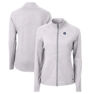 Women's Cutter & Buck  Heather Gray Georgetown Hoyas Adapt Eco Knit Recycled Full-Zip Jacket