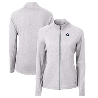 Women's Cutter & Buck  Heather Gray Georgetown Hoyas Adapt Eco Knit Recycled Full-Zip Jacket