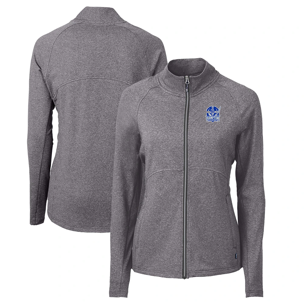 Women's Cutter & Buck Heather Black Hampton Pirates Adapt Eco Knit Recycled Full-Zip Jacket