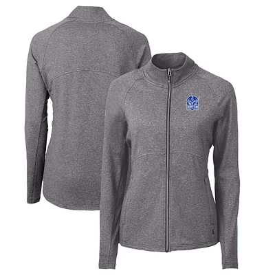 Women's Cutter & Buck  Heather Black Hampton Pirates Adapt Eco Knit Recycled Full-Zip Jacket