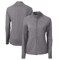 Women's Cutter & Buck  Heather Black Miami University RedHawks Adapt Eco Knit Recycled Full-Zip Jacket