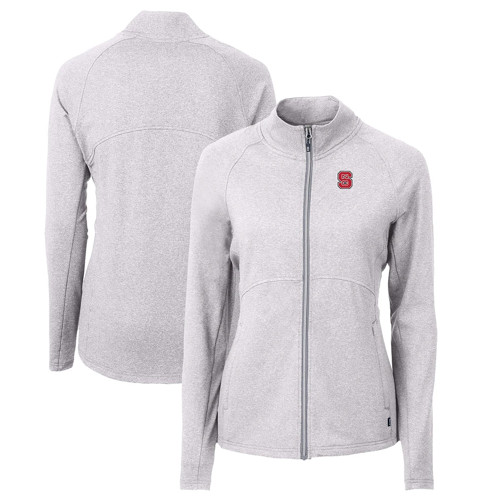Women's Cutter & Buck Heather NC State Wolfpack Adapt Eco Knit Heather Recycled Full-Zip Jacket
