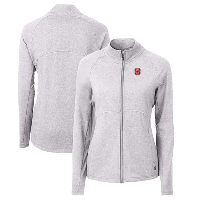 Women's Cutter & Buck Heather NC State Wolfpack Adapt Eco Knit Heather Recycled Full-Zip Jacket