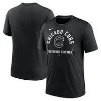 Men's Nike Heather Black Chicago Cubs Swing Big Tri-Blend T-Shirt