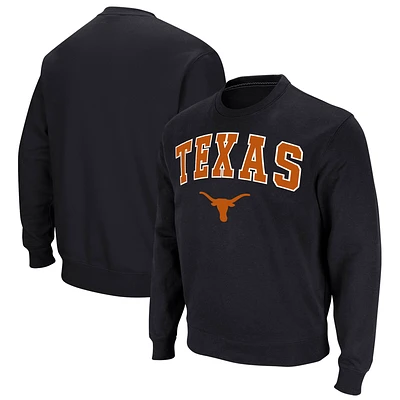 Men's Colosseum Black Texas Longhorns Arch & Logo Pullover Sweatshirt