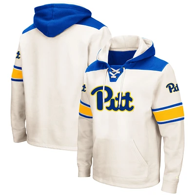 Men's Colosseum Cream Pitt Panthers 2.0 Lace-Up Pullover Hoodie