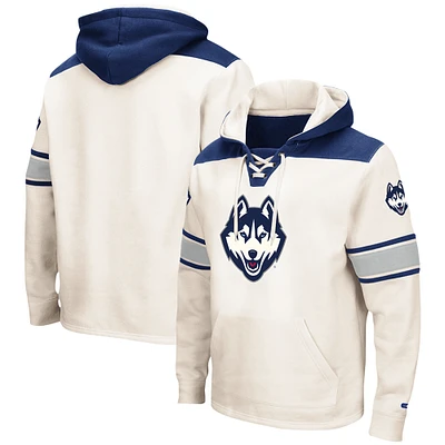 Men's Colosseum Cream UConn Huskies 2.0 Lace-Up Pullover Hoodie