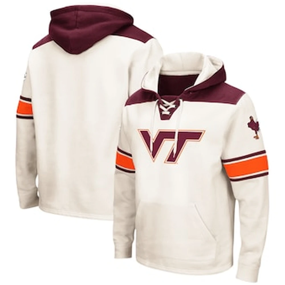 Men's Colosseum Cream Virginia Tech Hokies 2.0 Lace-Up Pullover Hoodie