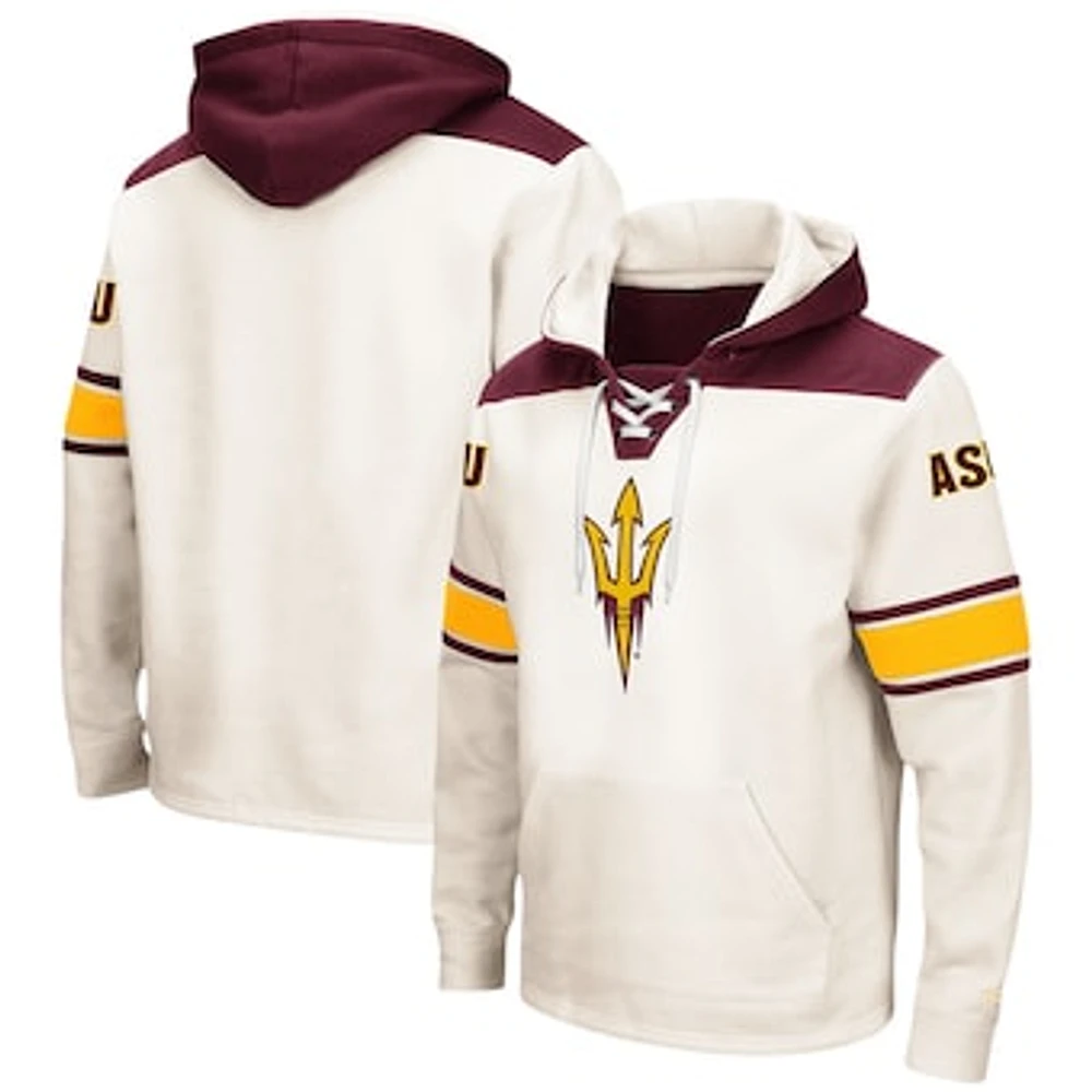 Men's Colosseum Cream Arizona State Sun Devils 2.0 Lace-Up Pullover Hoodie