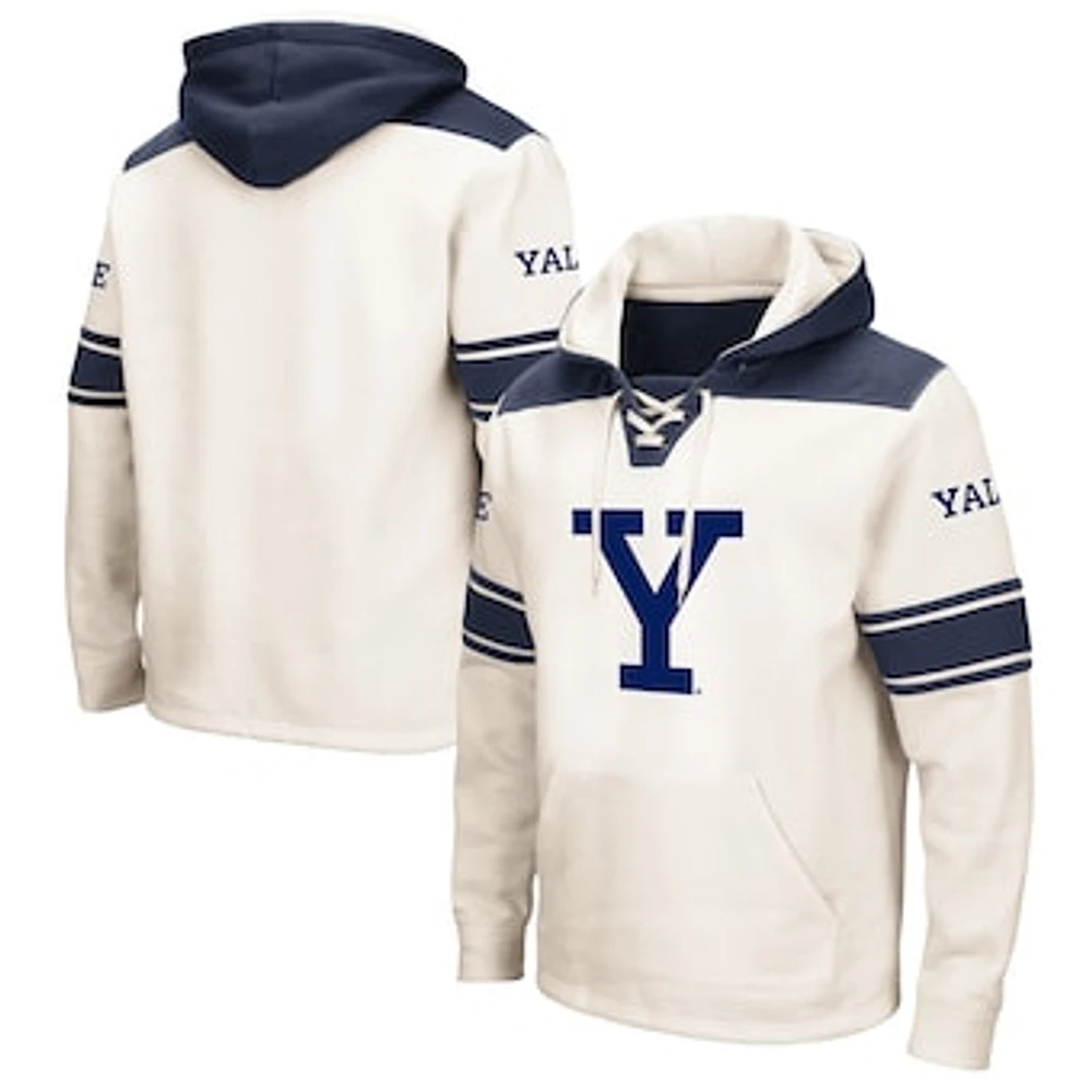 Men's Colosseum Cream Yale Bulldogs 2.0 Lace-Up Pullover Hoodie