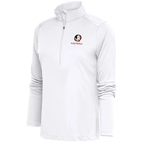 Women's Antigua  White Florida State Seminoles Football Tribute Half-Zip Pullover Top