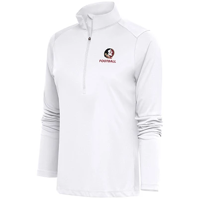 Women's Antigua  White Florida State Seminoles Football Tribute Half-Zip Pullover Top