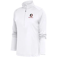 Women's Antigua  White Florida State Seminoles Football Tribute Half-Zip Pullover Top