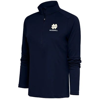 Women's Antigua  Navy Notre Dame Fighting Irish Baseball Tribute Half-Zip Pullover Top