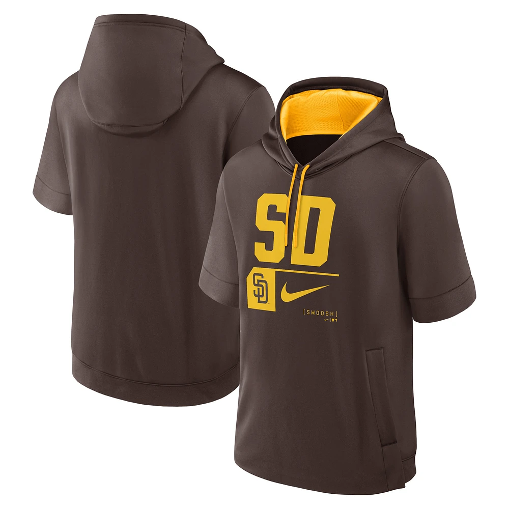 Men's Nike Brown San Diego Padres Tri Code Lockup Short Sleeve Pullover Hoodie