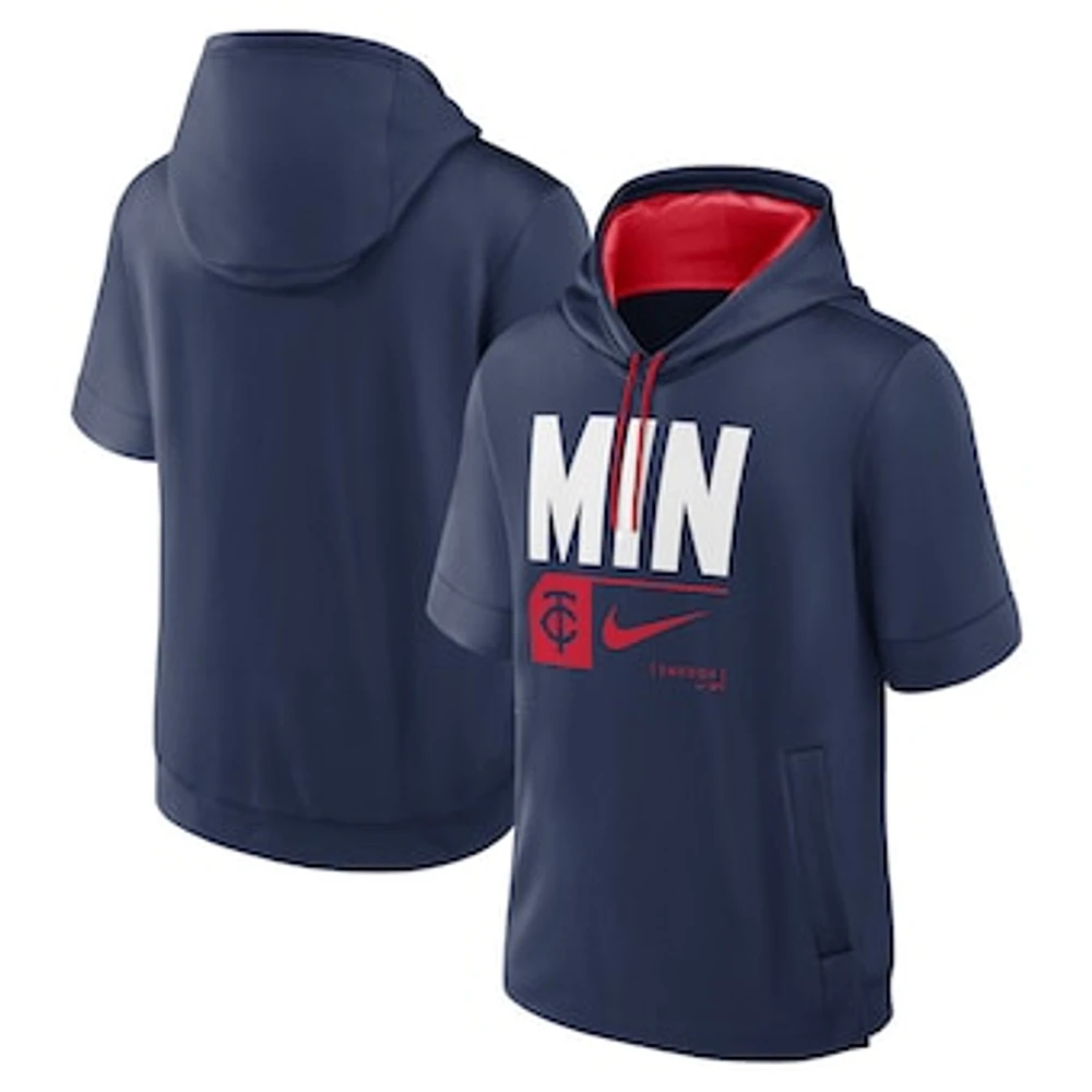 Men's Nike Navy Minnesota Twins Tri Code Lockup Short Sleeve Pullover Hoodie