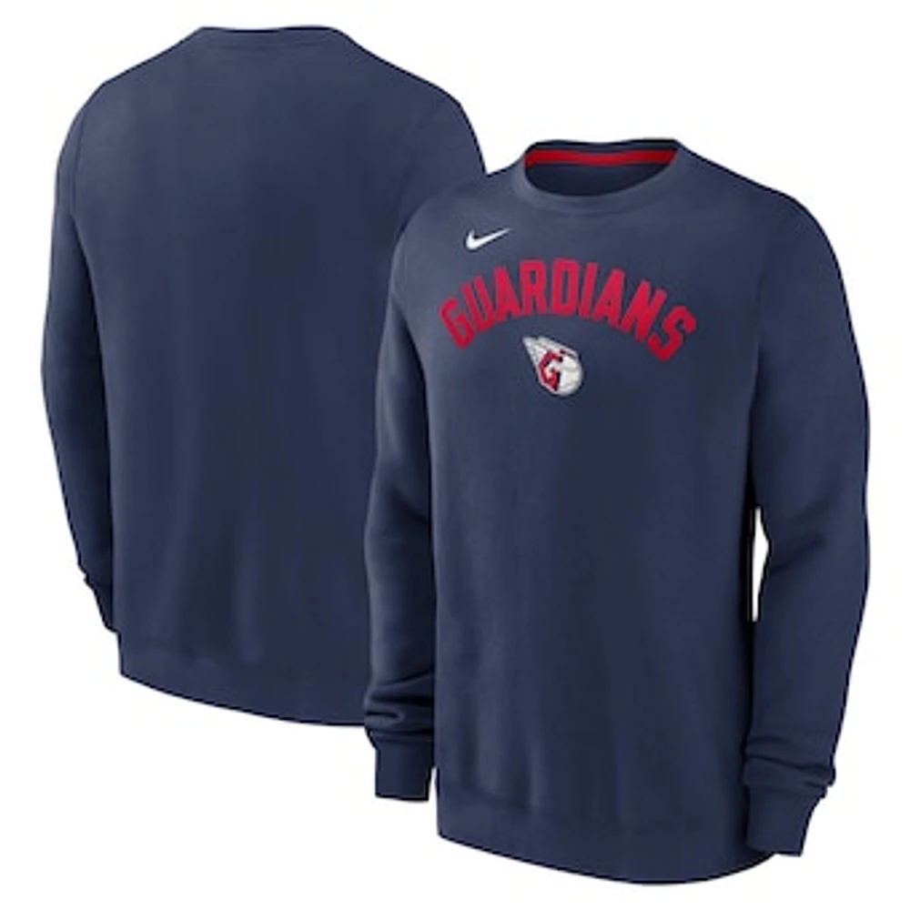 Men's Nike Navy Cleveland Guardians Classic Fleece Performance Pullover Sweatshirt