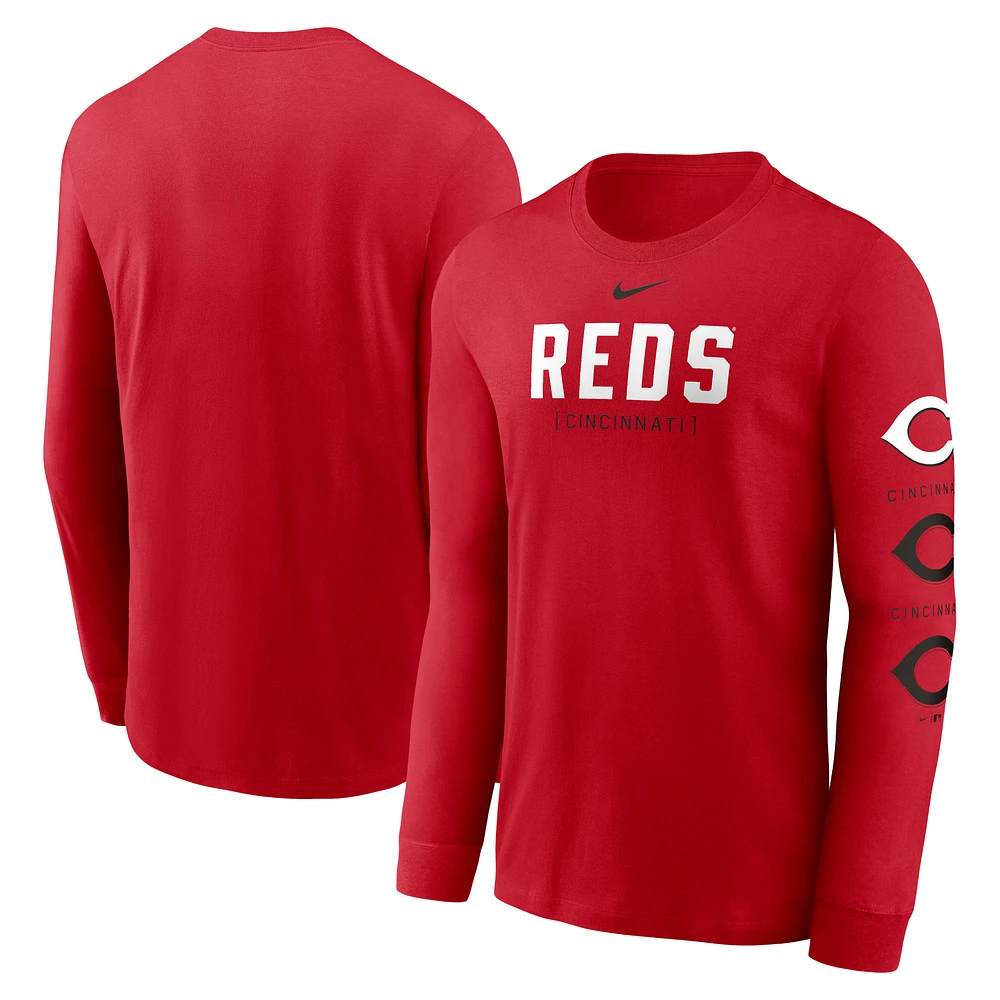 Men's Nike Red Cincinnati Reds Repeater Long Sleeve T-Shirt