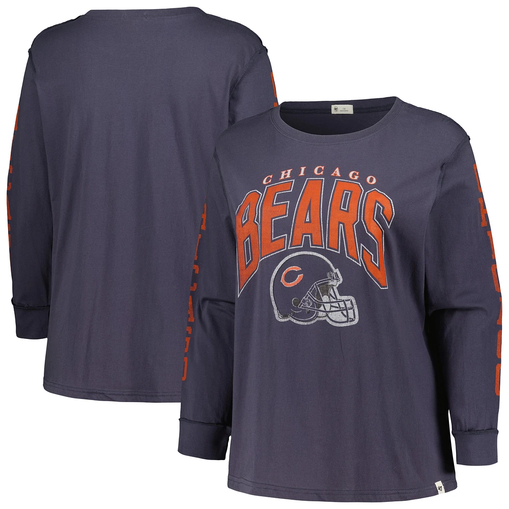 Women's '47 Navy Chicago Bears Plus Honey Cat SOA Long Sleeve T-Shirt