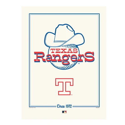 Texas Rangers 12" x 16" 1998 Cooperstown Logo Art Print