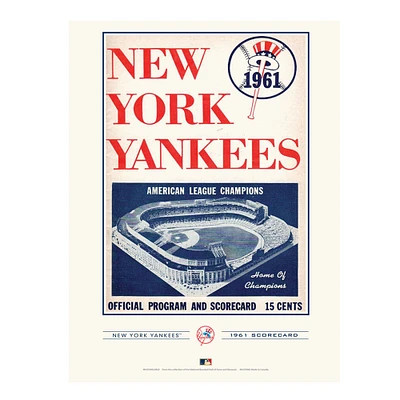 New York Yankees 12" x 16" 1961 Program Cover Art Print