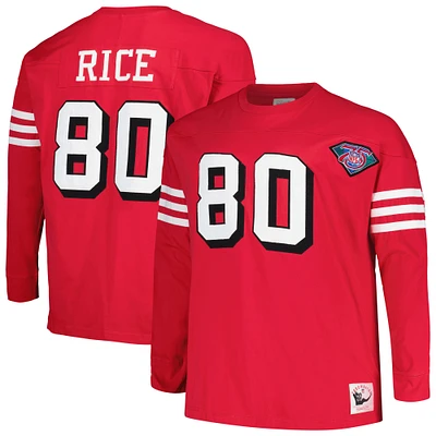 Men's Mitchell & Ness Jerry Rice Scarlet San Francisco 49ers Big Tall Cut Sew Player Name Number Long Sleeve T-Shirt