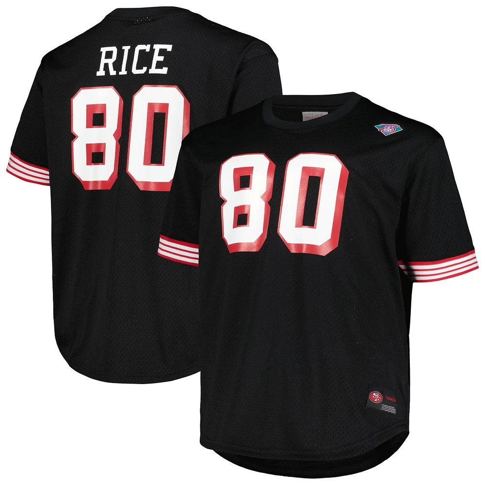 Men's Mitchell & Ness Jerry Rice Black San Francisco 49ers Big Tall Mesh Player Name Number Top