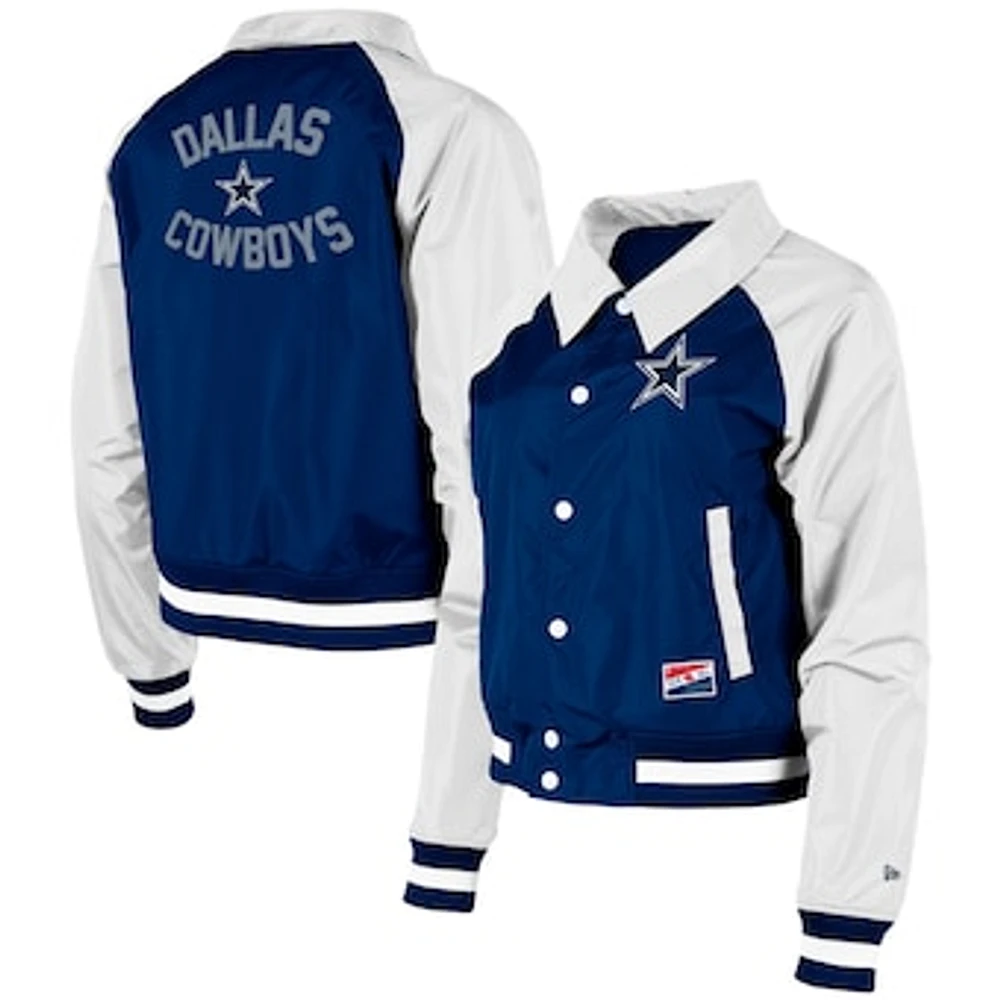 Women's New Era Navy Dallas Cowboys Coaches Raglan Full-Snap Jacket