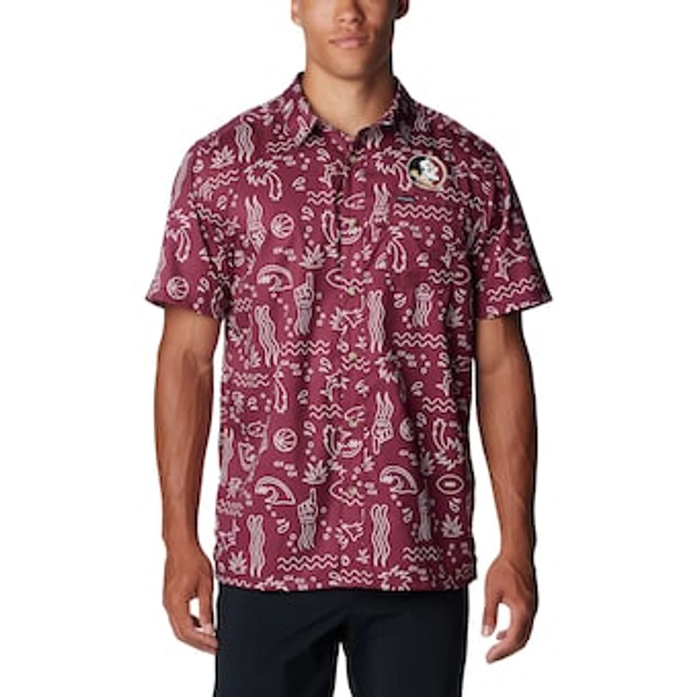 Men's Columbia Garnet Florida State Seminoles Super Slack Tide Omni-Wick Button-Up Shirt