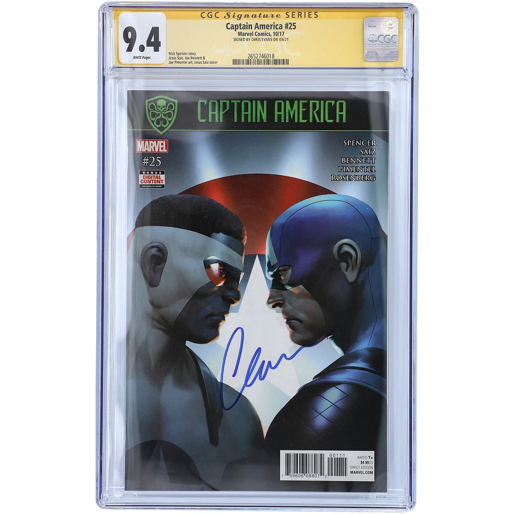 Chris Evans Captain America Autographed Captain America #25 Comic Book - CGC Graded 9.4