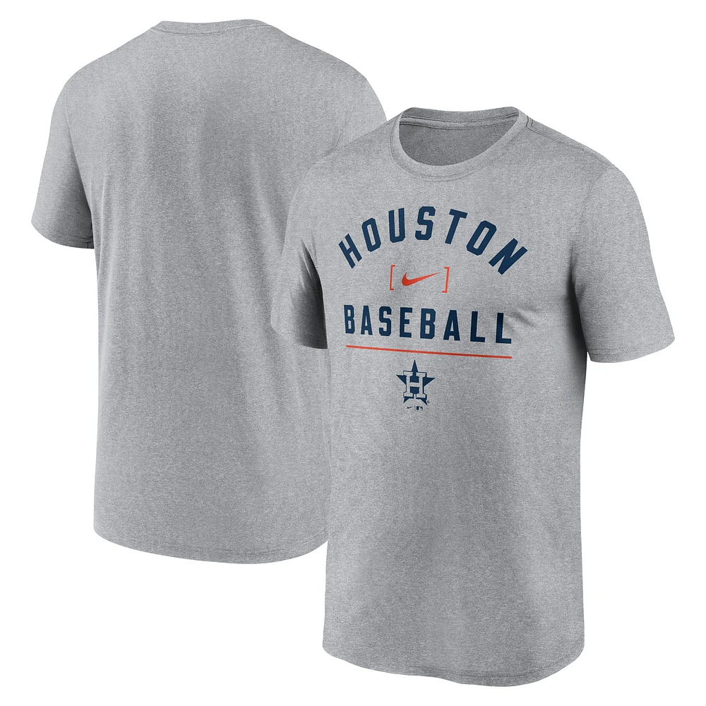 Men's Nike Heather Charcoal Houston Astros Arch Baseball Stack Performance T-Shirt