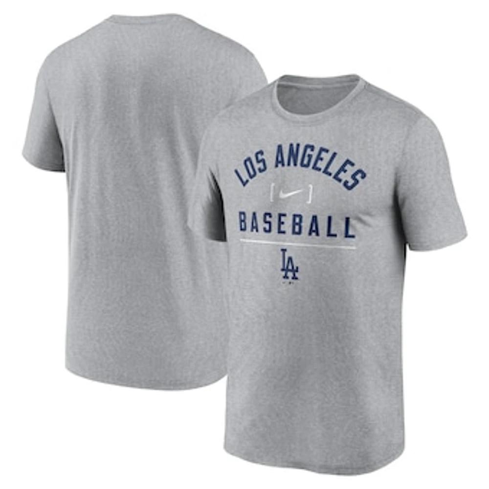 Men's Nike Heather Charcoal Los Angeles Dodgers Arch Baseball Stack Performance T-Shirt