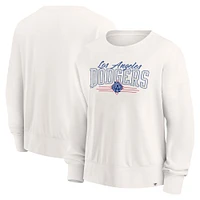 Women's Fanatics White Los Angeles Dodgers Close The Game Fleece Pullover Sweatshirt