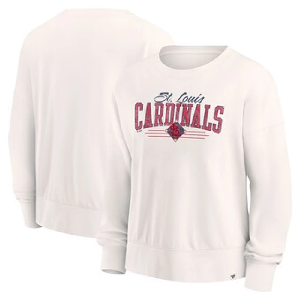 Women's Fanatics White St. Louis Cardinals Close The Game Fleece Pullover Sweatshirt