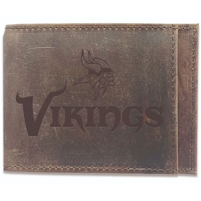 Brown Minnesota Vikings Bifold Leather Wallet